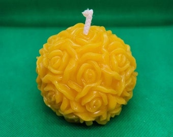 Rose Ball Beeswax Candle /Rose Sphere Beeswax Candle / Pure Beeswax / Flower Candle / Unscented / Honey Holler Beeswax