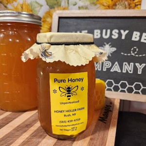Honey Holler Farms Raw NY Honey / Rush NY Honey / Wildflower Honey / Raw Honey / River Bottom Honey / Pure Honey / Local Honey/Unpasteurized