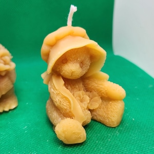 Beeswax Bear with Hat Candle/ Pure Beeswax/ Unscented / Honey Holler Beeswax