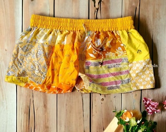 Shorts unisexe fait main en patchwork/Shorts d'été en coton rayonne/Taille élastiquée avec col en patchwork/Shorts d'été en rayonne/Shorts confortables