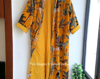 FREE SHIPPING - Jungle Print Velvet Kimono Robe, Morning Tea Velvet Robe, Women Wear Long Velvet Robe, Bridesmaid Robe,Luxury Velvet Jacket