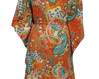 Caftan indien 100 % coton Paisley imprimé floral | Robe de nuit indienne faite à la main pour femmes| Caftan Robe Long Kaftan Loungewear, Cadeau pour elle