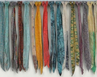 Wholesale Lot of Indian Vintage Silk Recycle Sari Sashes Head Wrap Neck Tie Scarf Silk Belt and Sashes Soft Fabric-Crafting Use Silk Sashes