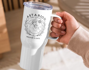 Adventure Awaits Travel tumbler with handle, Video Gamer Gift for him, Astarion gift for her, Christmas gift for gamer,Baldur cup,video game