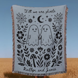 Custom ghost couple blanket – spooky wedding or elopement gift