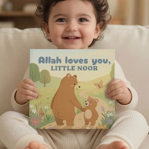 Personalized Muslim Baby Book, Aqiqah gift for toddler, Custom Children's Picture Book, Allah loves you, Islam God bedtime story