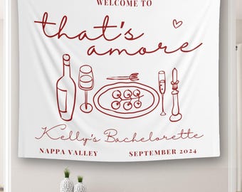 Personalized Thats Amore Bachelorette Banner: Italian Theme Party Decor