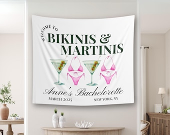 Bikinis and martinis banner, Bikinis and martinis bachelorette sign, Martini Bachelorette Banner, tinis and martinis bachelorette, Bach flag