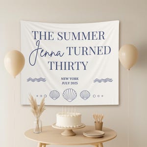 The Summer I Turned Birthday Banner – Customizable Milestone Party Backdrop, Personalized Banner for All Ages,Beach Theme Decor,Bachelorette