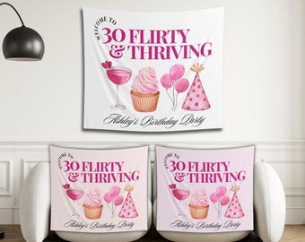 30 Flirty and Thriving Birthday Banner: Custom Party Decor
