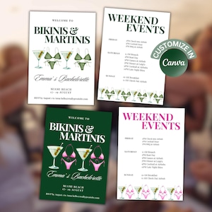 Bikinis and martinis bachelorette invite, Digital Invitations Bikini And Martini  Itinerary, Bikinis And Martinis Invitation,Martinis Invite