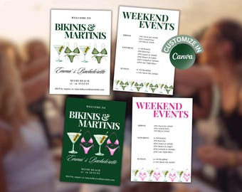 Bikinis and martinis bachelorette invite, Digital Invitations Bikini And Martini  Itinerary, Bikinis And Martinis Invitation,Martinis Invite