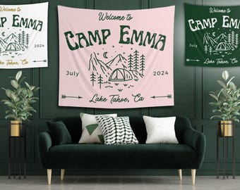 Custom Camp Bachelorette Tapestry Banner: Personalized Party Backdrop