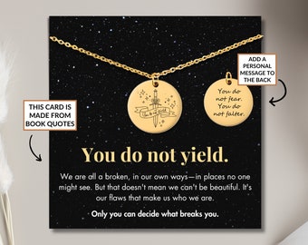 You do not yield ACOTAR book quote necklace, city of starlight jewellery, acotar merch, night court necklace, acotar gift for book lover