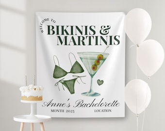 Bikinis And Martinis Banner Bachelorette Party Tapestry, Bikinis Martinis Banner,tinis and martinis bachelorette, Beach Bachelorette Banner