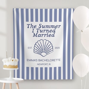The Summer I Turned Married Beach Bachelorette Banner, Custom Welcome Sign,Bachelorette Tapestry Wall Hanging,Cousins Beach Banner,Nantucket
