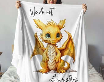 Soft Plush Blanket Andarna we do not eat our allies, Andarna lover gift for her, dragon rider lover gift, Golden dragon Fleece Blanket