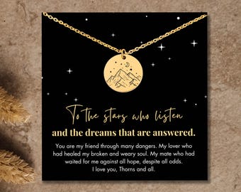 Night Court Necklace: Mountain & Stars Pendant, Book Lover Gift
