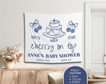 Cherry On Top Baby Shower Banner: Custom Party Tapestry