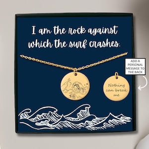 I am the rock against which the surf crashes necklace, Gwyn friendship, Valkyrie jewelry, ACOSF gift, Fantasy Merch, Romantasy Necklace