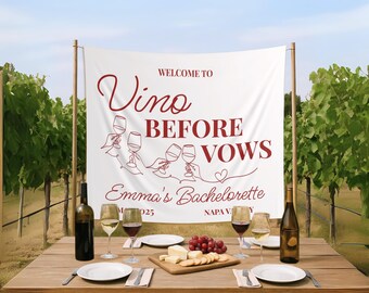 Vino Before Vows Tapestry: Wine Bachelorette Party Banner