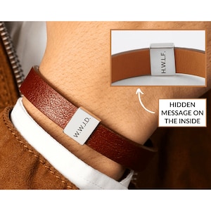 WWJD HWLF Mens Leather Bracelet, Unisex bracelet what would jesus do, Christian bracelet, Christian jewellery for men, Gift for Christian