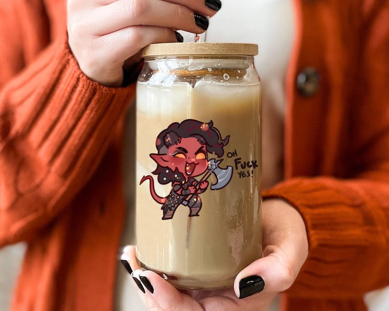 Karlach Gamer Glass Tumbler: Funny RPG Gift image 2