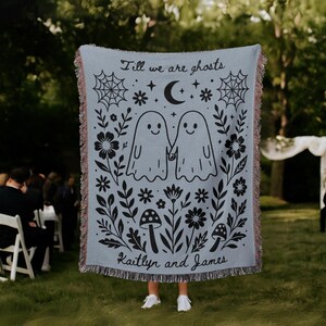 Blue spooky wedding blanket – gothic home decor