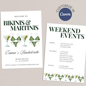 Digital Invitations Bikini And Martini Invite, Bikinis And Martinis Invitation, Bikinis And Martinis Itinerary, Bachelorette Itinerary