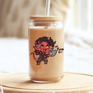 Karlach Gamer Glass Tumbler: Funny RPG Gift image 1