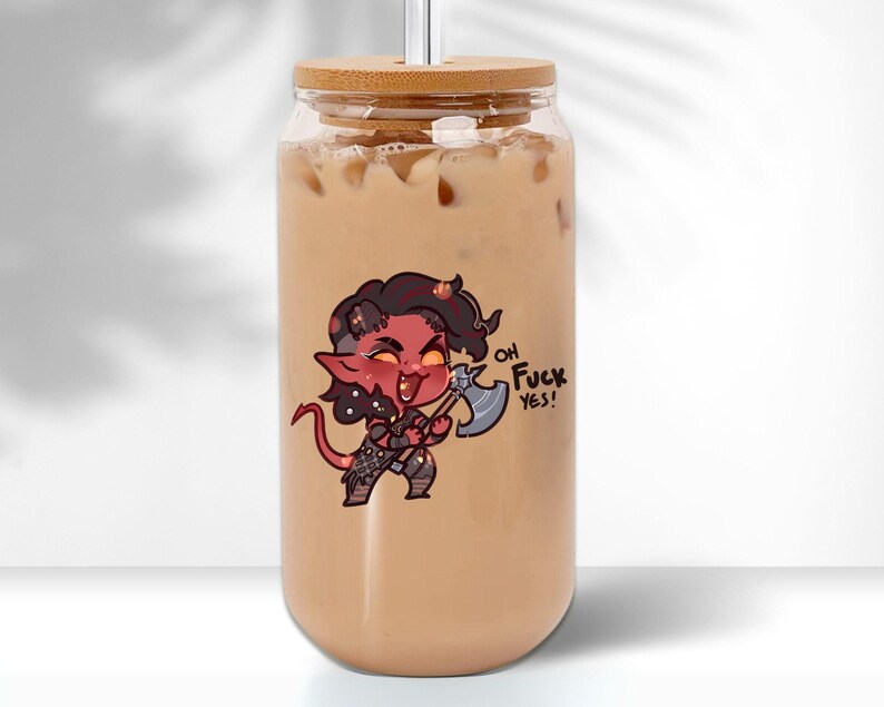 Karlach Gamer Glass Tumbler: Funny RPG Gift image 3