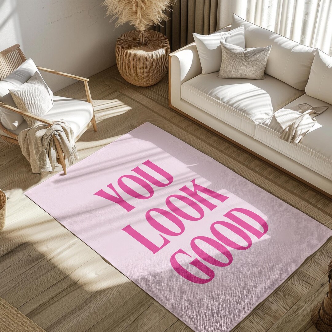 You Look Good Rug, Hot Pink Rug for Girls,positive Affirmations Rug ...