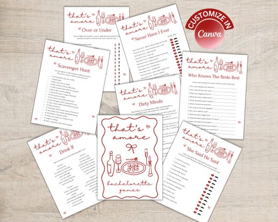 Thats Amore Bachelorette Games: Italian Theme (Digital Download)