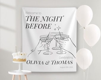 Personalized Rehearsal Dinner Banner: The Night Before Tapestry