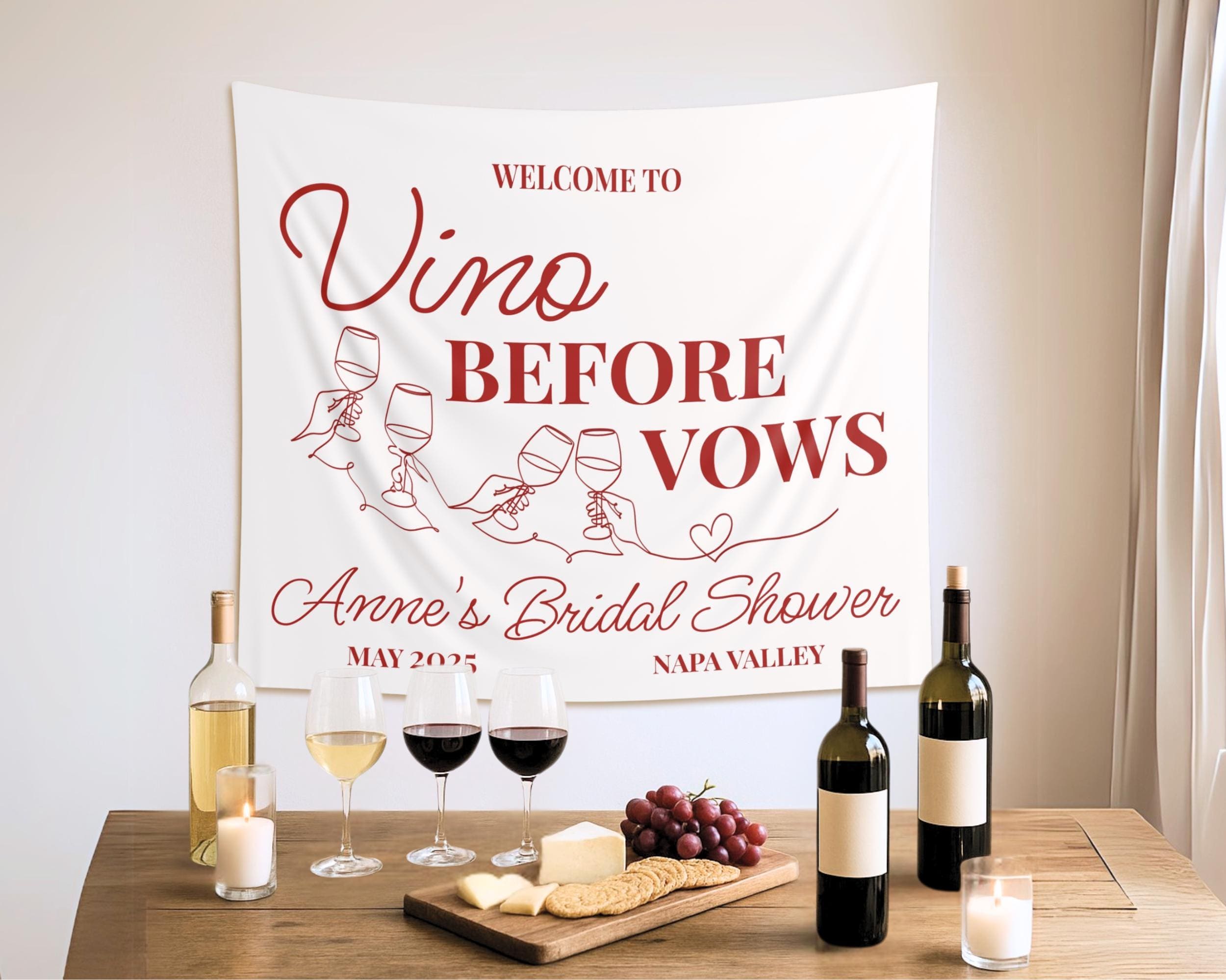 Wine themed bachelorette banner, Vino Before Vows Sign, Wine Club Bachelorette, Vino Before Vows Bridal Sign, Napa valley bachelorette
