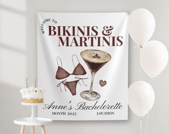 Espresso Martini Bachelorette Banner Bachelorette Party Tapestry, Bikinis Martinis Banner, Espresso Martini Bridal Shower, welcome sign