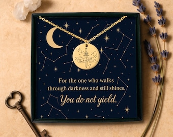 You Do Not Yield Necklace: Sword Pendant, Fantasy Book Lover Gift