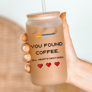 Zelda Iced Coffee Tumbler, You Found Coffee All Hearts Restored Cup, Zelda Fan Mug Gift, Game Lover Fan Tumbler, Gamer Christmas Gift,