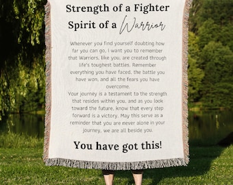 Warrior Gift Woven Blanket: Strength Keepsake with Fringe