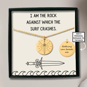 I am the rock against which the surf crashes quote, Valkyrie Merch, Gwyn friendship necklace, ACOSF jewelry, City of Starlight necklace
