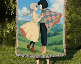 Howl's Moving Castle Blanket: Anime Tapestry Throw, Woven Cotton or Fleece