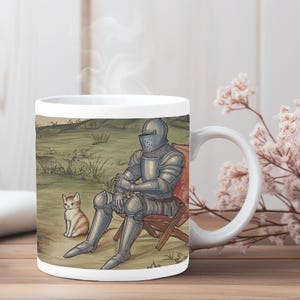 Medieval cat coffee mug, Medieval cat cup, Weird medieval cats,  Funny Cat Mug, Knight and Cat, Middle Ages, funny cats mug, cat lover gift