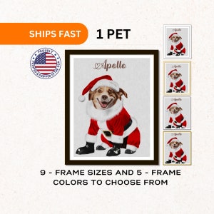 "Weihnachts-Aquarell-Haustierportrait, Hunde- & Katzenliebhaberrahmen, Haustierbesitzer-Sympathie-Wandkunst, digitales Gedenkgeschenk, ""1 Haustier-Trauer"" - P05."