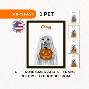 Benutzerdefinierte Halloween Aquarell Haustierporträt, Hunde- und Katzenliebhaber Rahmen, Haustierbesitzer Sympathie Wandkunst, digitales Trauergeschenk, 1 Haustier Trauer - P09