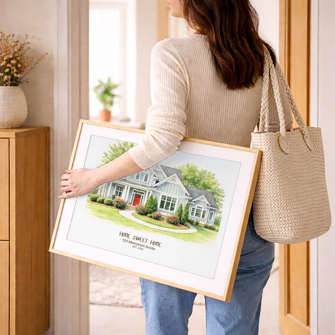 Custom House Portrait • Watercolor Home Illustration • Housewarming ...