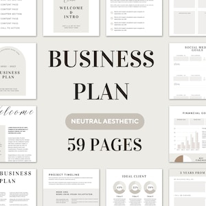 Aesthetic business plan for small business, Canva Template business plan. luxury CEO, business startup