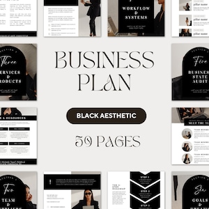 Black aesthetic business plan for small business, Canva Template business plan. luxury CEO, business startup