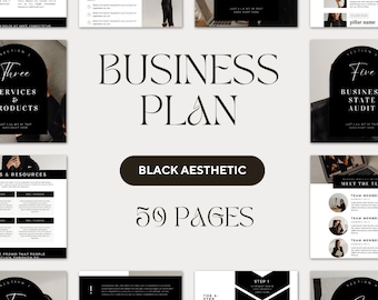 Black aesthetic business plan for small business, Canva Template business plan. luxury CEO, business startup