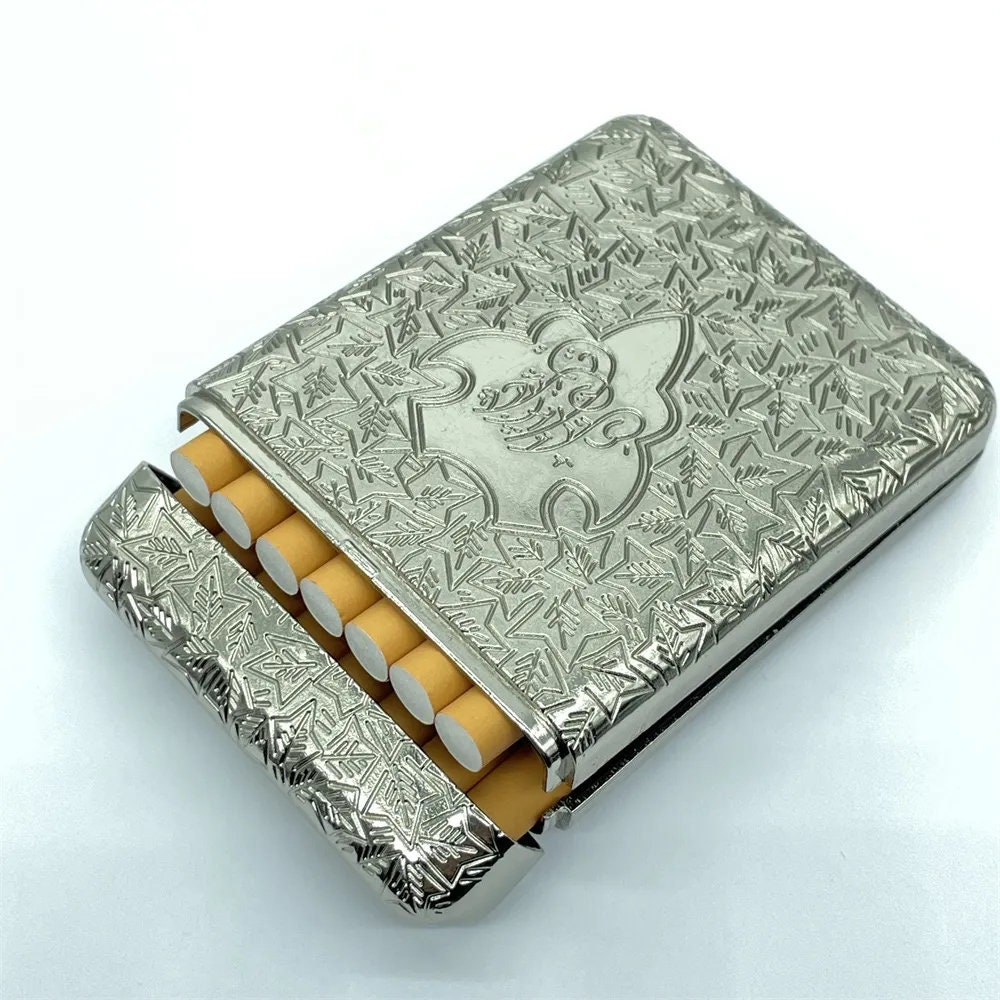 Custom Engraved Cigarette Case, Flip Open Double Sided Silver Paisley Cigarette  Case, Engraved Cigarette Holder, Personalized Cigarette Case 