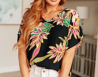 Tropical Bouquet V-Neck Top